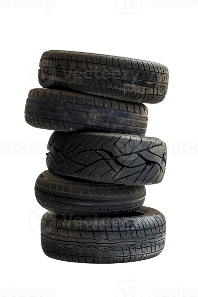 Stack of tires alone against transparent backdrop png