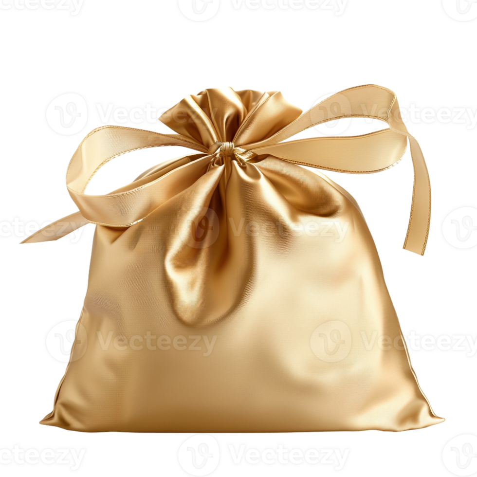 silk bag with a ribbon isolated against a transparent background png