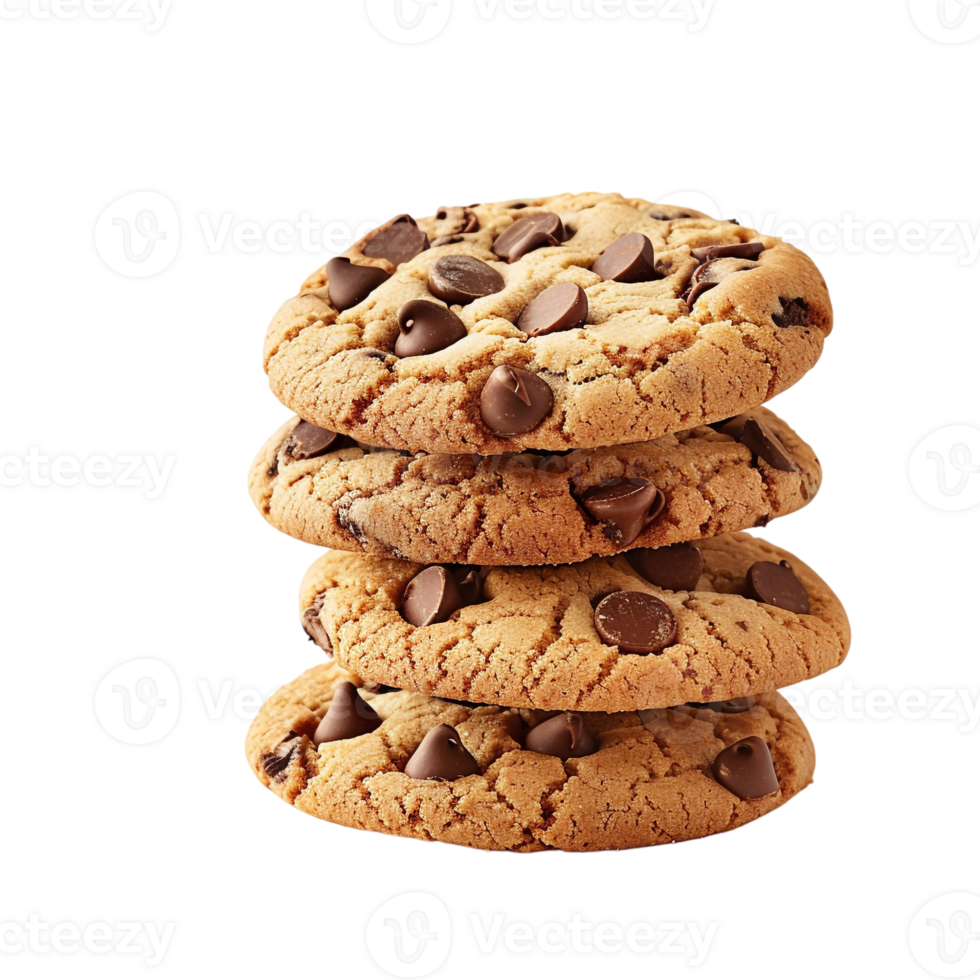 stack of chocolate chip cookies, isolated on a transparent background png