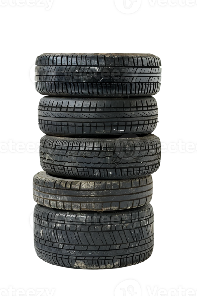 Stack of tires alone against transparent backdrop png
