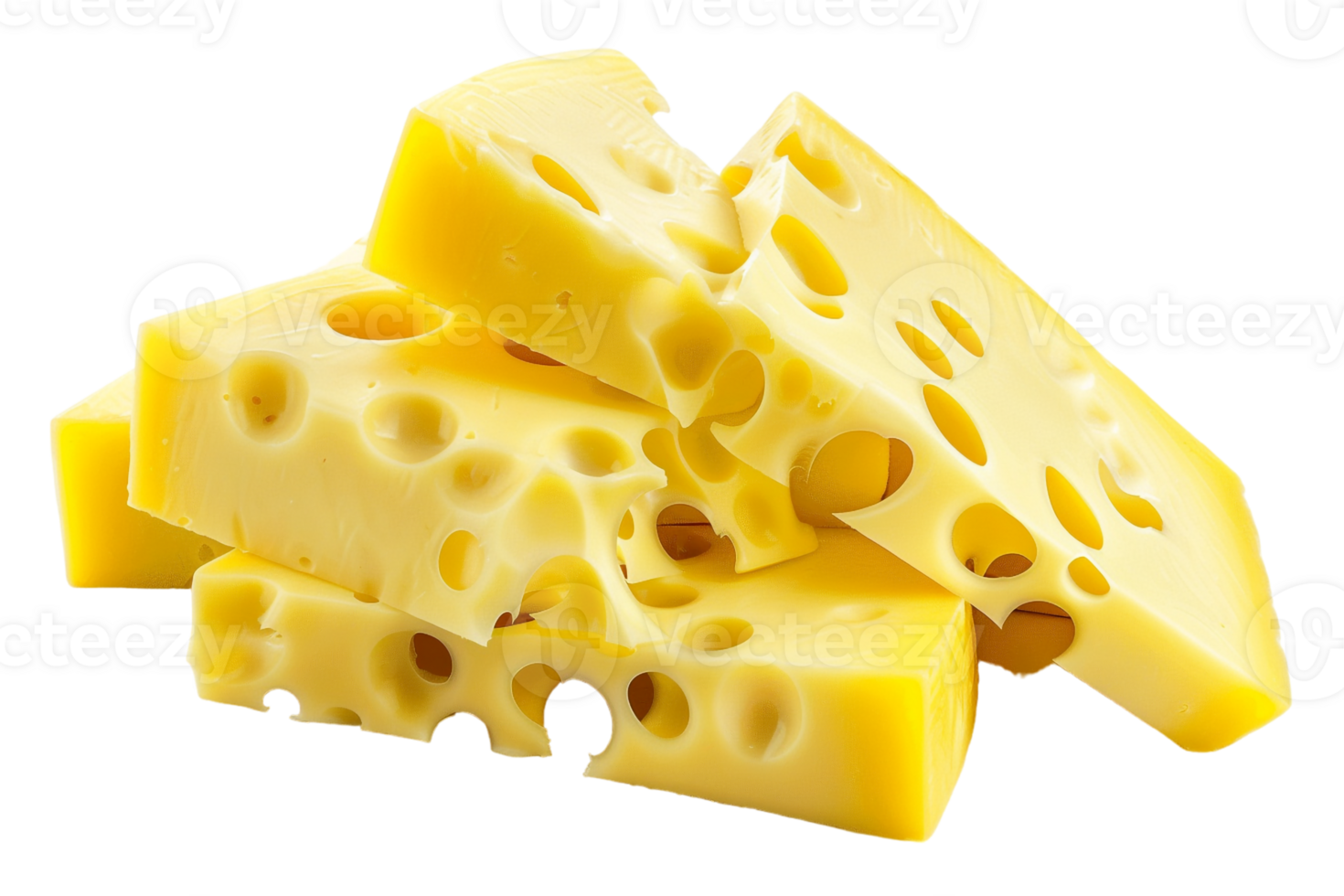Swiss cheese slices, isolated against a transparent background png