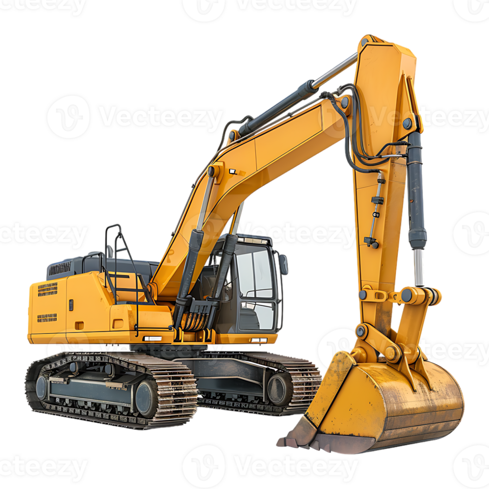 track excavator isolated against a transparent background png