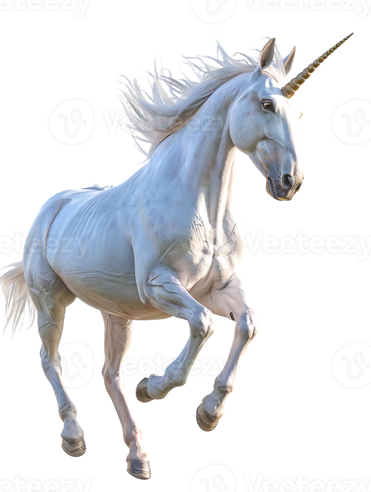 Unicorn yelling to the sky, isolated against a transparent background png