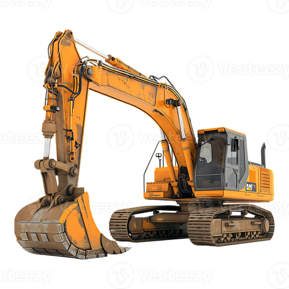 track excavator isolated against a transparent background png