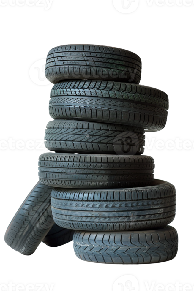 Stack of tires alone against transparent backdrop png