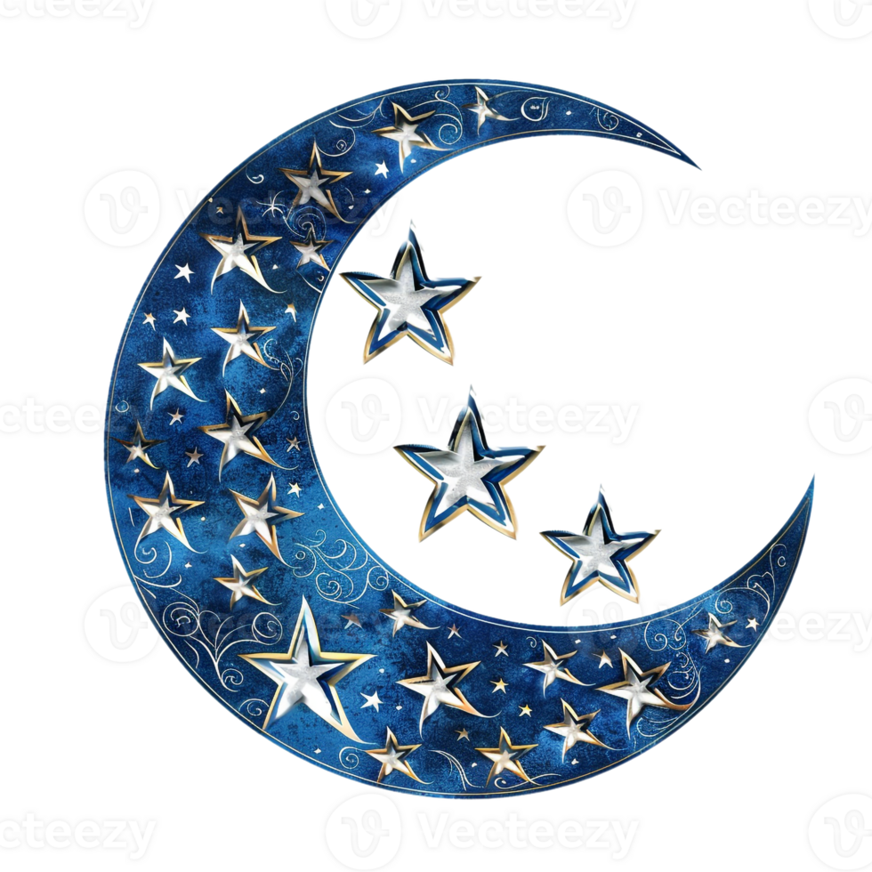 Ramadan moon and star design against transparent backdrop png
