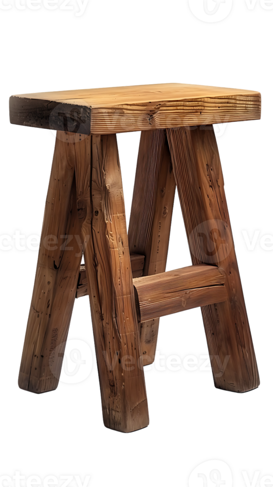 wooden rectangular stool isolated against a transparent background png