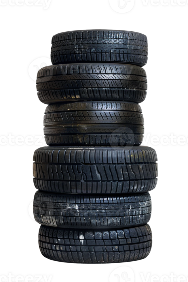 Stack of tires alone against transparent backdrop png