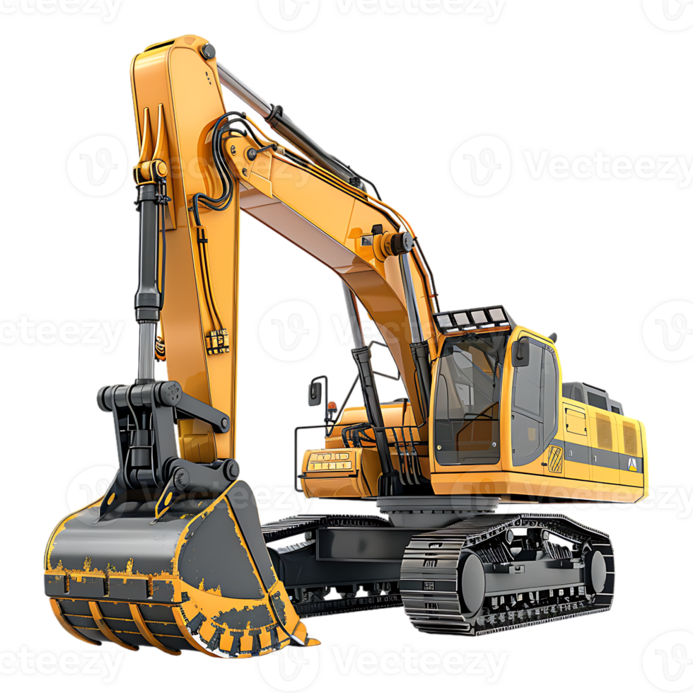 track excavator isolated against a transparent background png