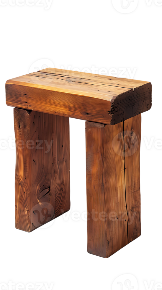 wooden rectangular stool isolated against a transparent background png