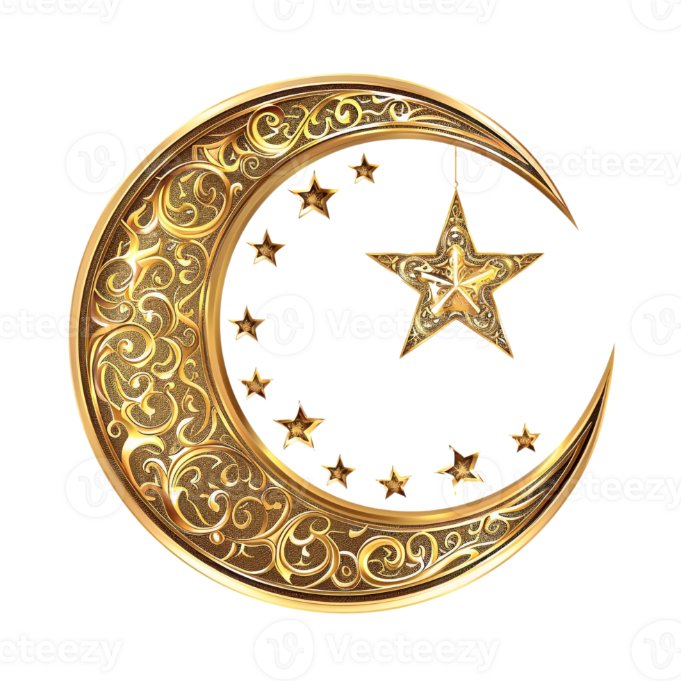 Ramadan moon and star design against transparent backdrop png