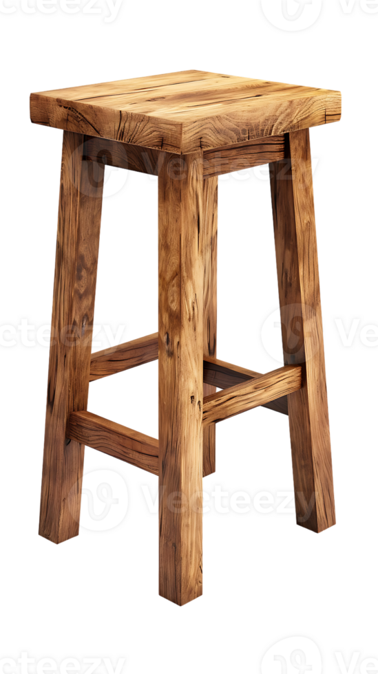 wooden rectangular stool isolated against a transparent background png