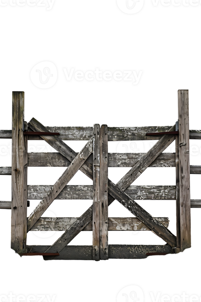 wooden farm or ranch gate set against a transparent background png