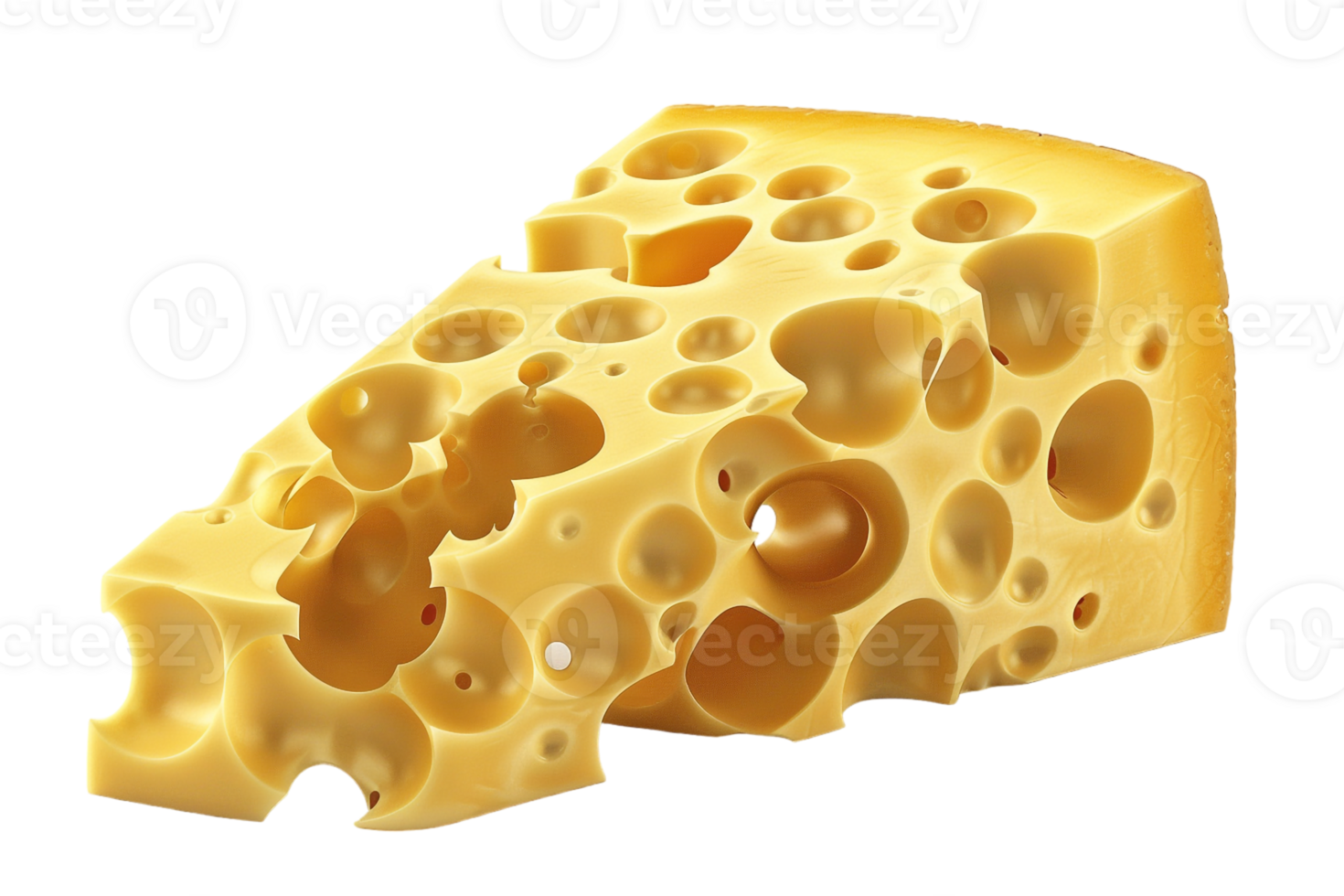 Swiss cheese slices, isolated against a transparent background png