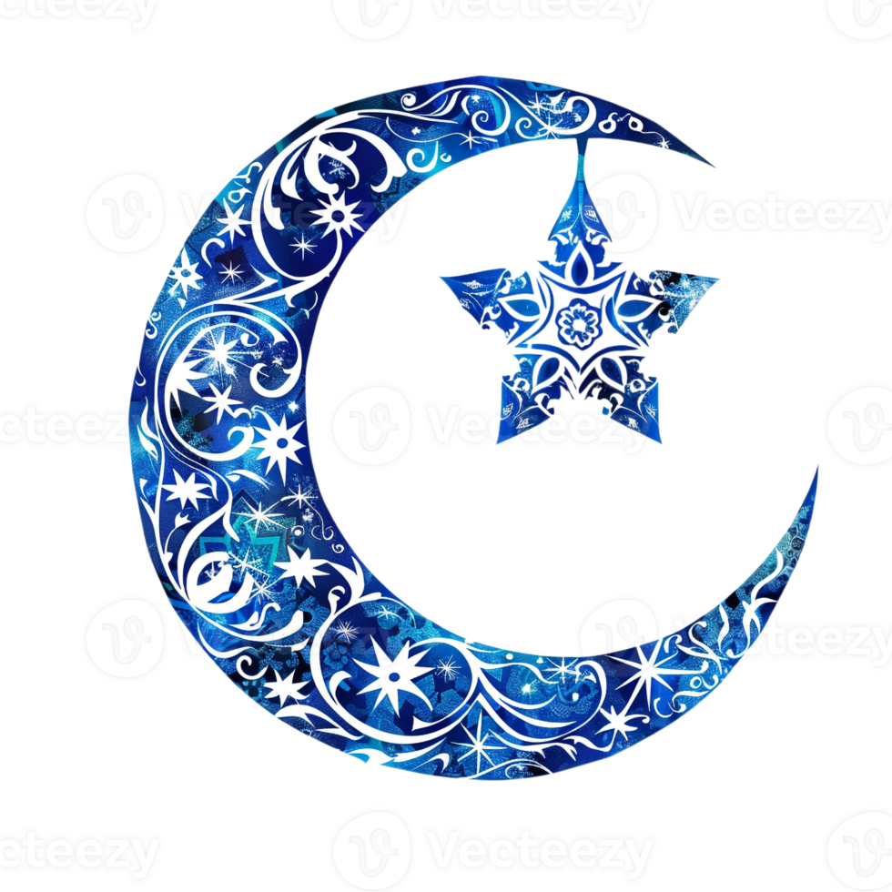 Ramadan moon and star design against transparent backdrop png