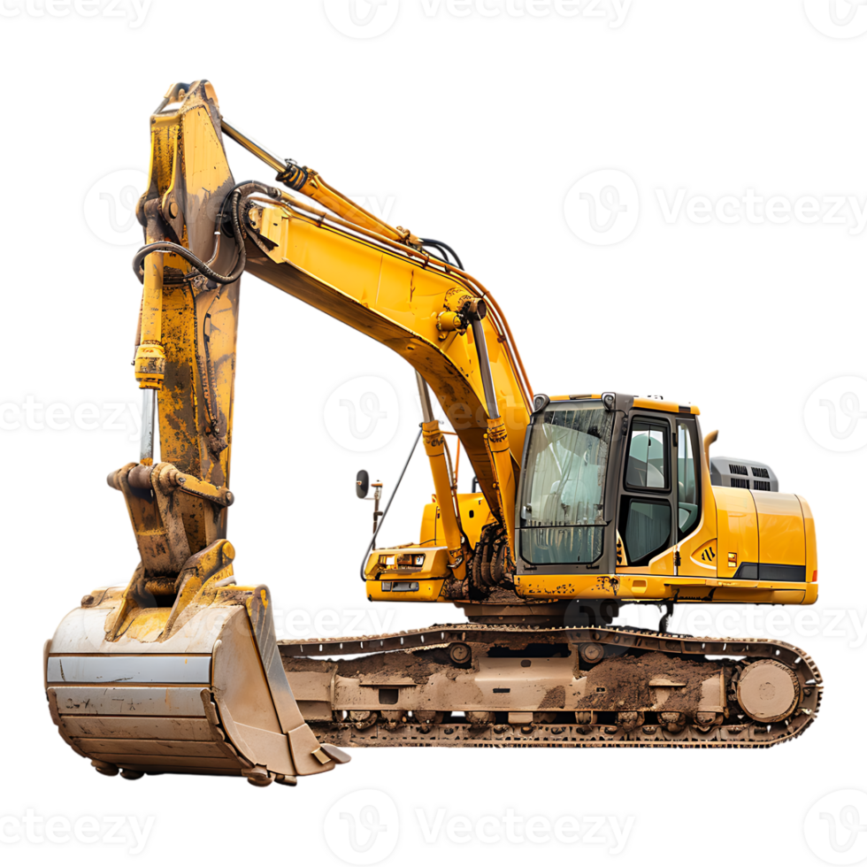 track excavator isolated against a transparent background png