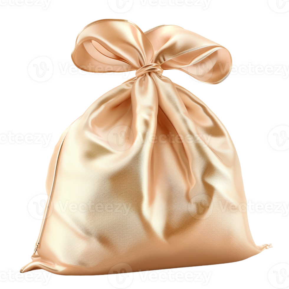 silk bag with a ribbon isolated against a transparent background png