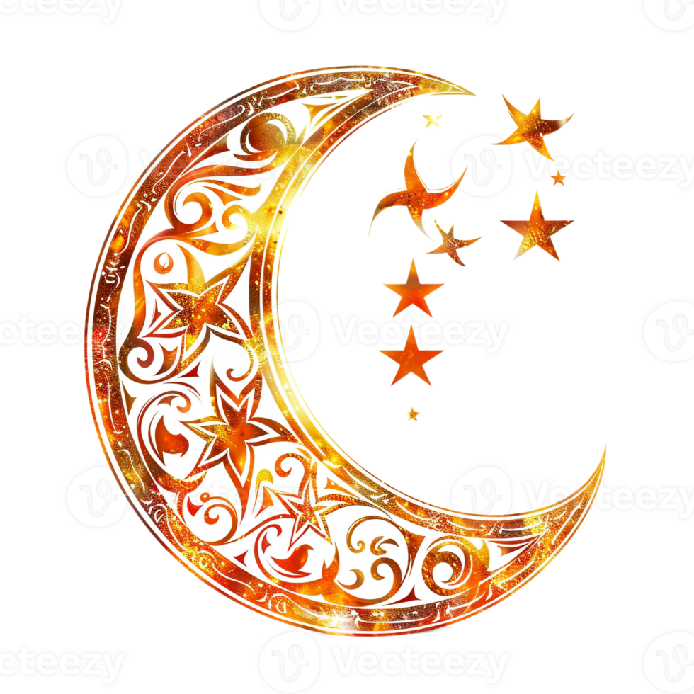 Ramadan moon and star design against transparent backdrop png