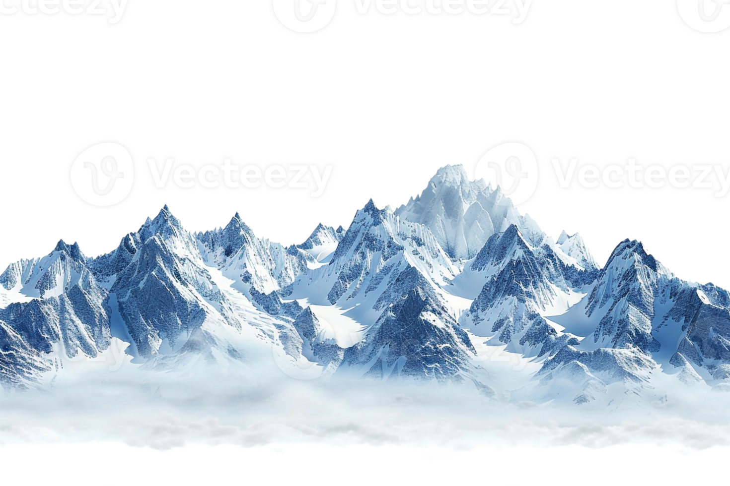 Snow mountain on the horizon, isolated against a transparent background png