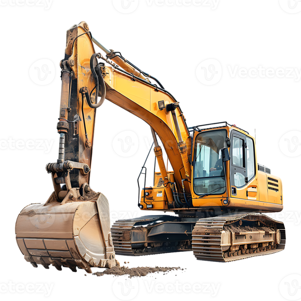 track excavator isolated against a transparent background png