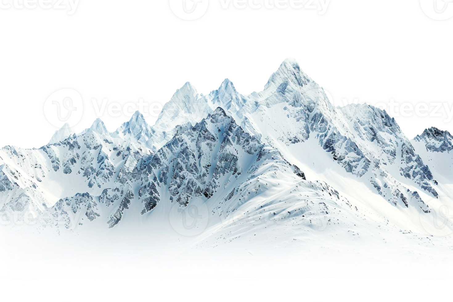 Snow mountain on the horizon, isolated against a transparent background png