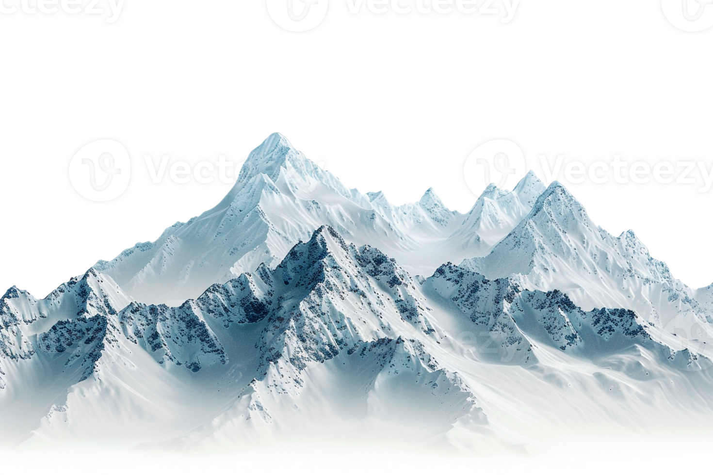 Snow mountain on the horizon, isolated against a transparent background png