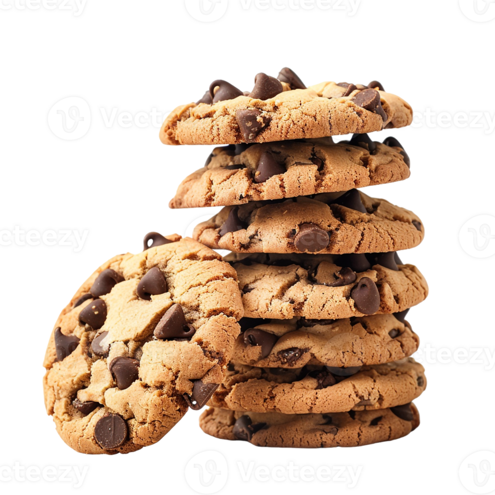 stack of chocolate chip cookies, isolated on a transparent background png