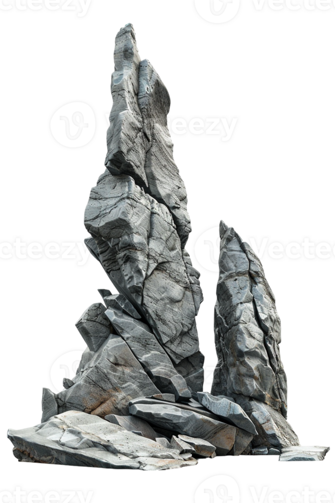 Spike rock formation, isolated against a transparent background png
