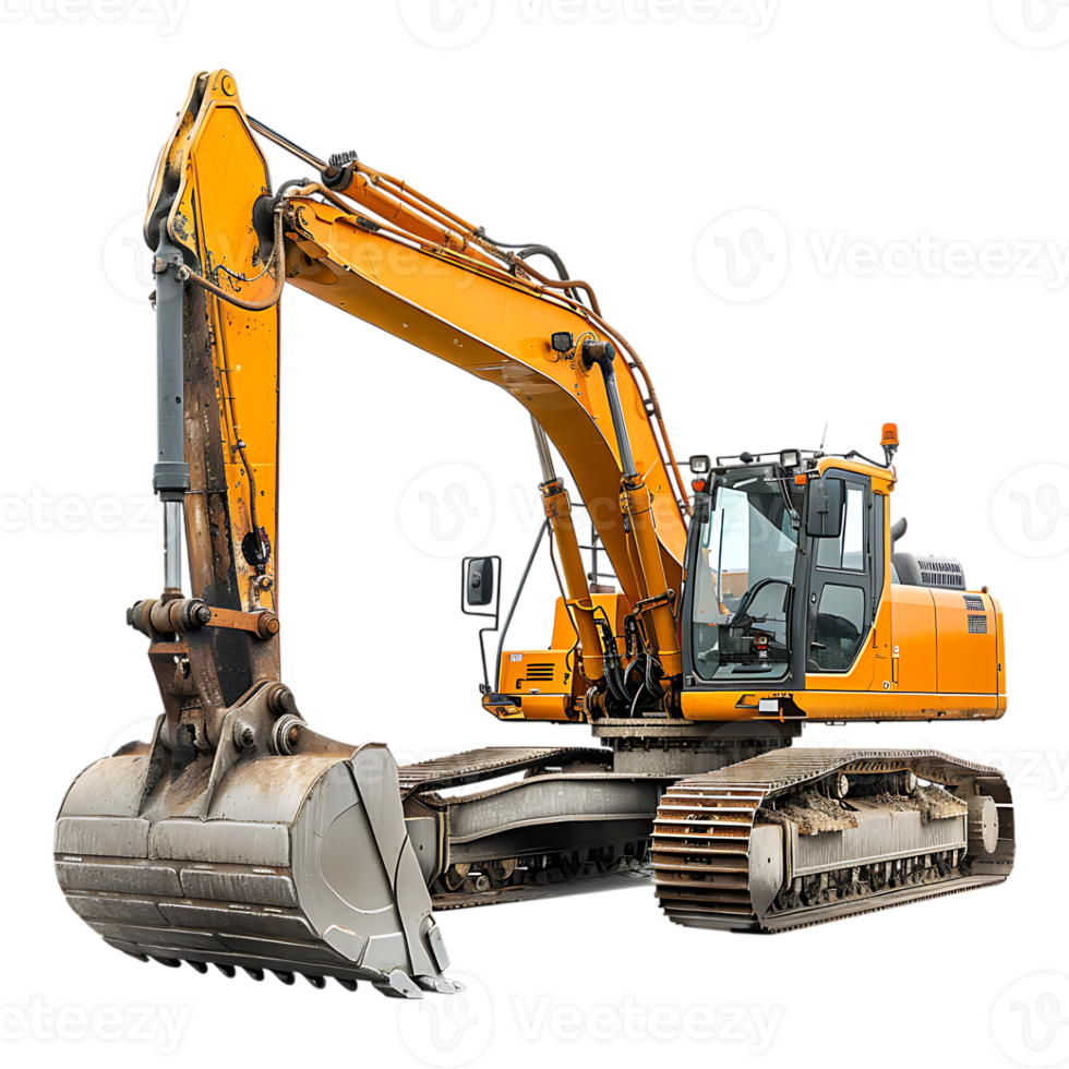 track excavator isolated against a transparent background png