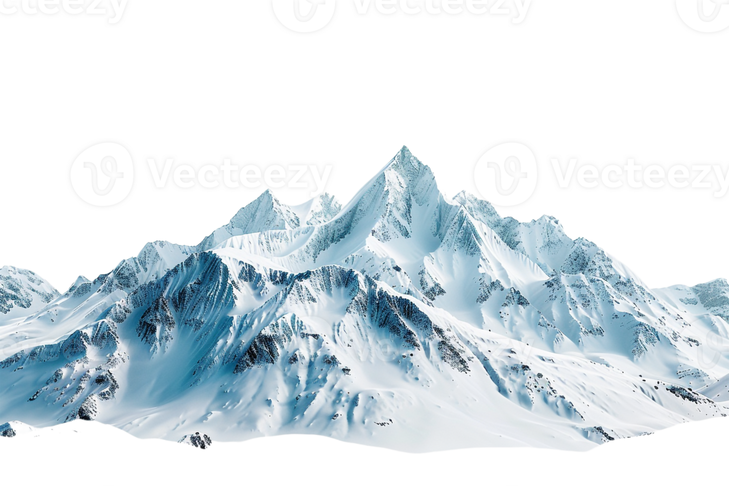 Snow mountain on the horizon, isolated against a transparent background png