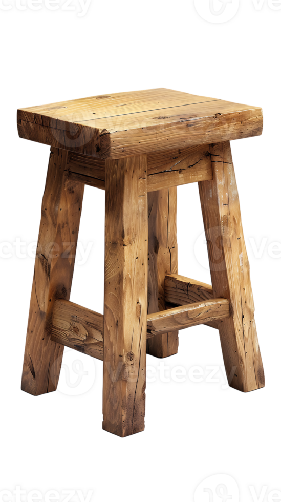 wooden rectangular stool isolated against a transparent background png