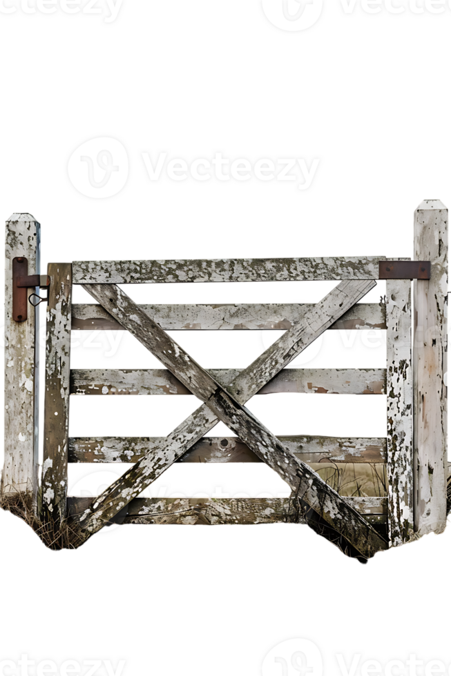 wooden farm or ranch gate set against a transparent background png