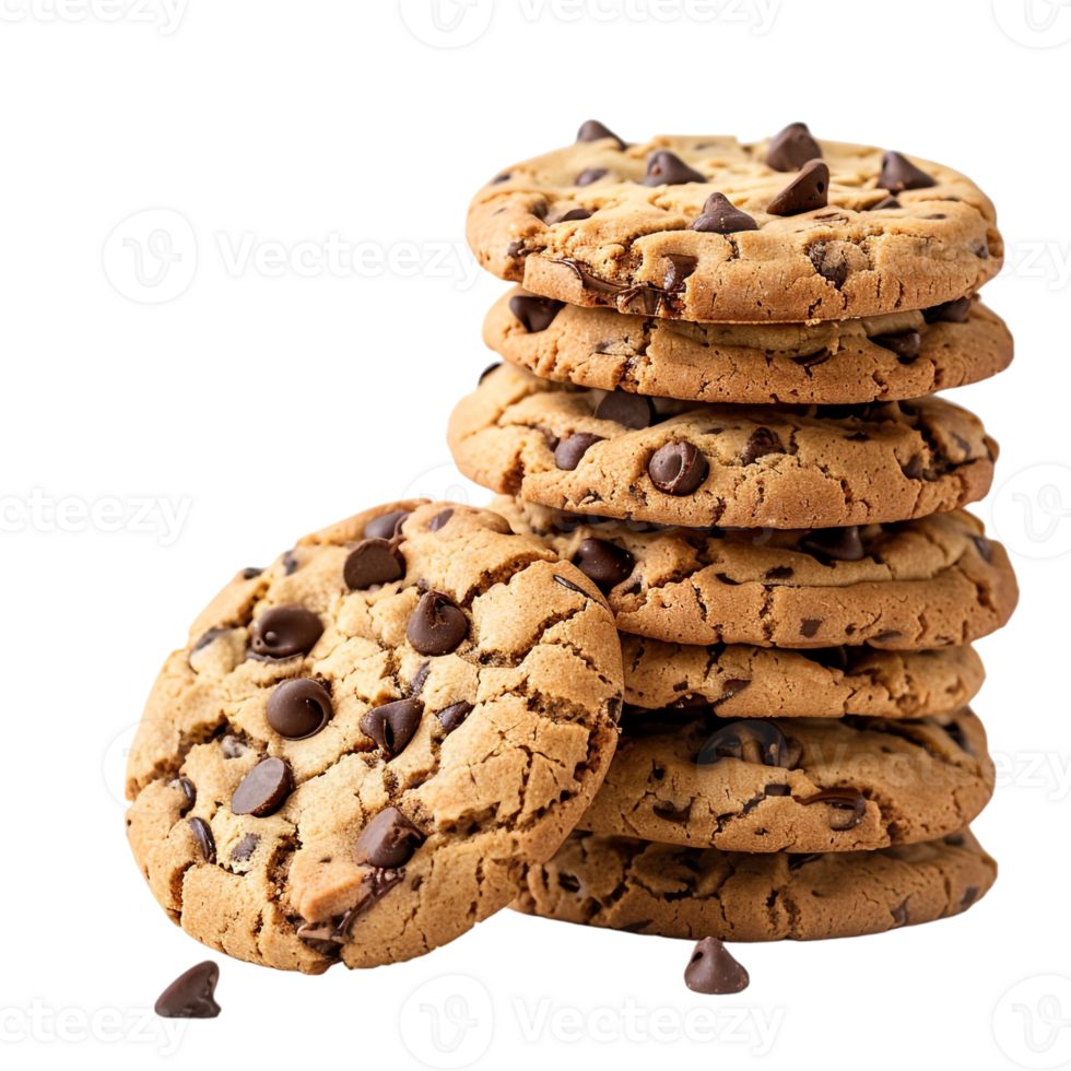 stack of chocolate chip cookies, isolated on a transparent background png