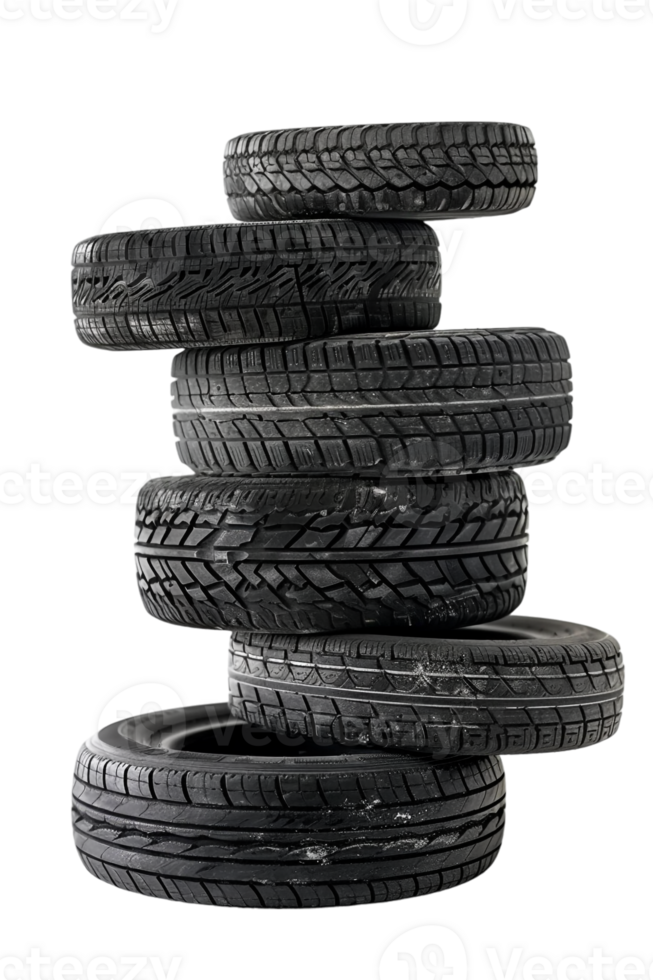Stack of tires alone against transparent backdrop png