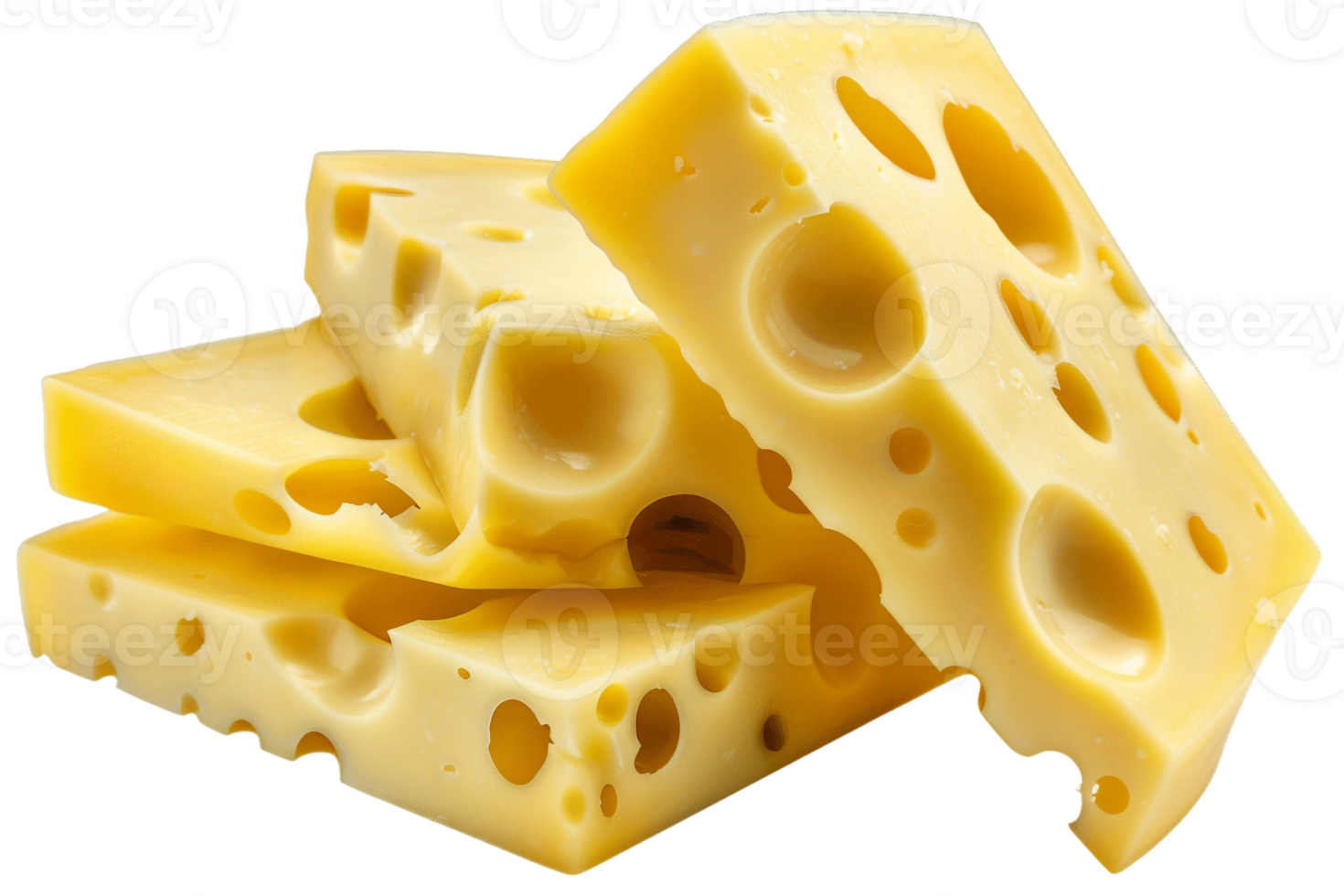 Swiss cheese slices, isolated against a transparent background png