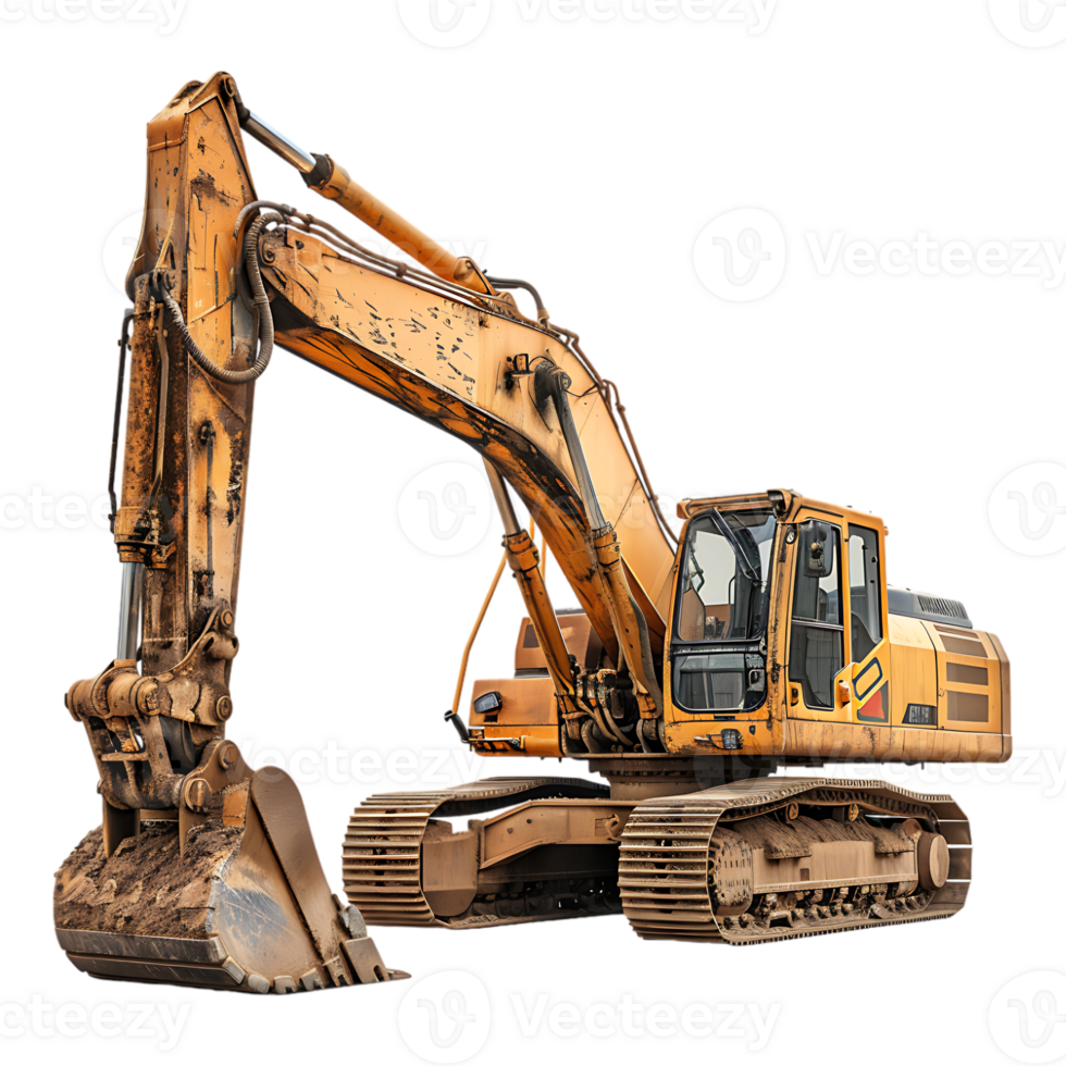 track excavator isolated against a transparent background png