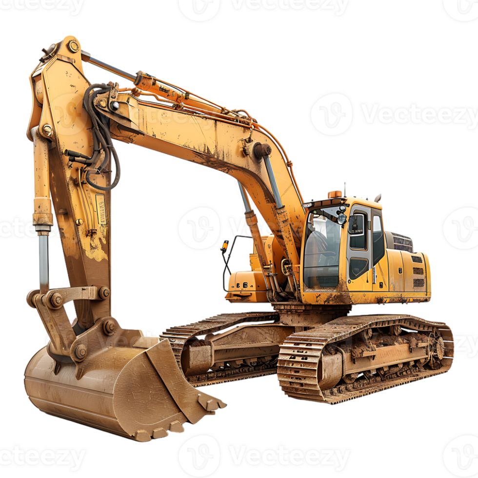 track excavator isolated against a transparent background png