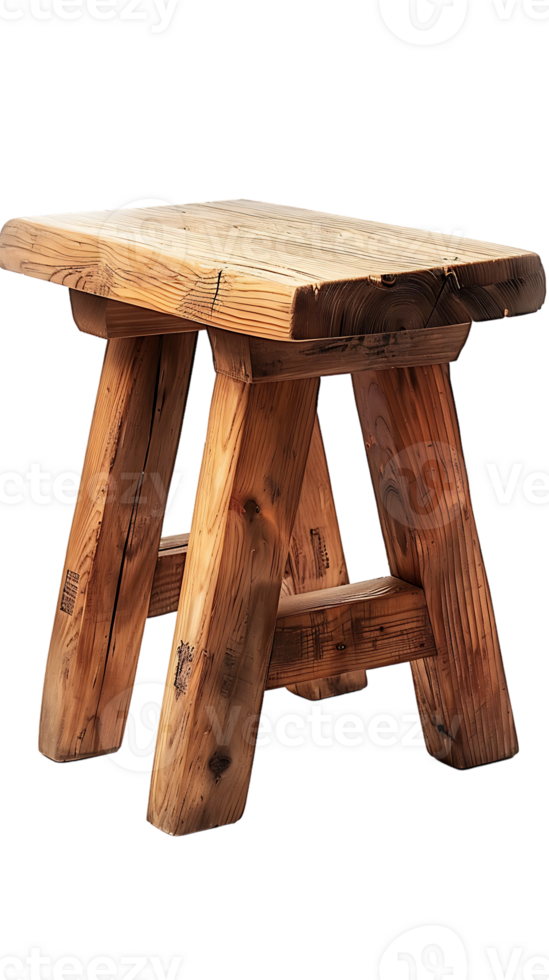 wooden rectangular stool isolated against a transparent background png