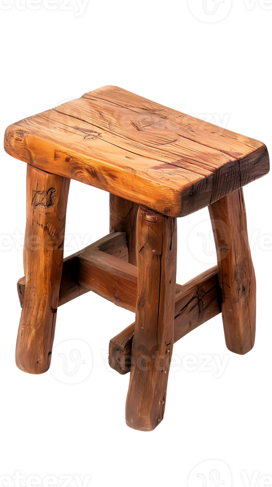 wooden rectangular stool isolated against a transparent background png