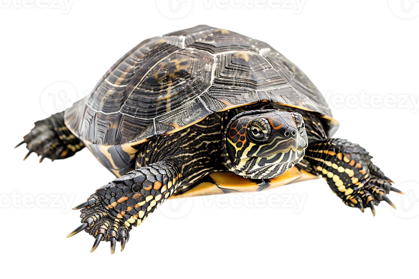 Turtle alone against transparent backdrop png