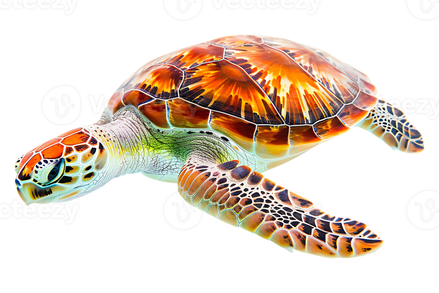 Turtle alone against transparent backdrop png