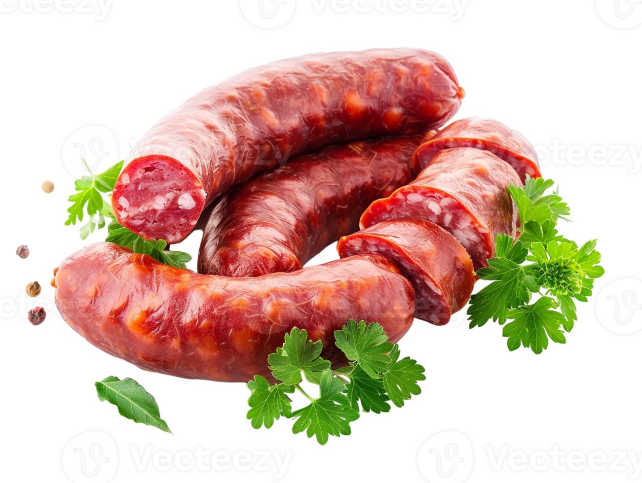 Raw Hungarian sausage, isolated against a transparent background png
