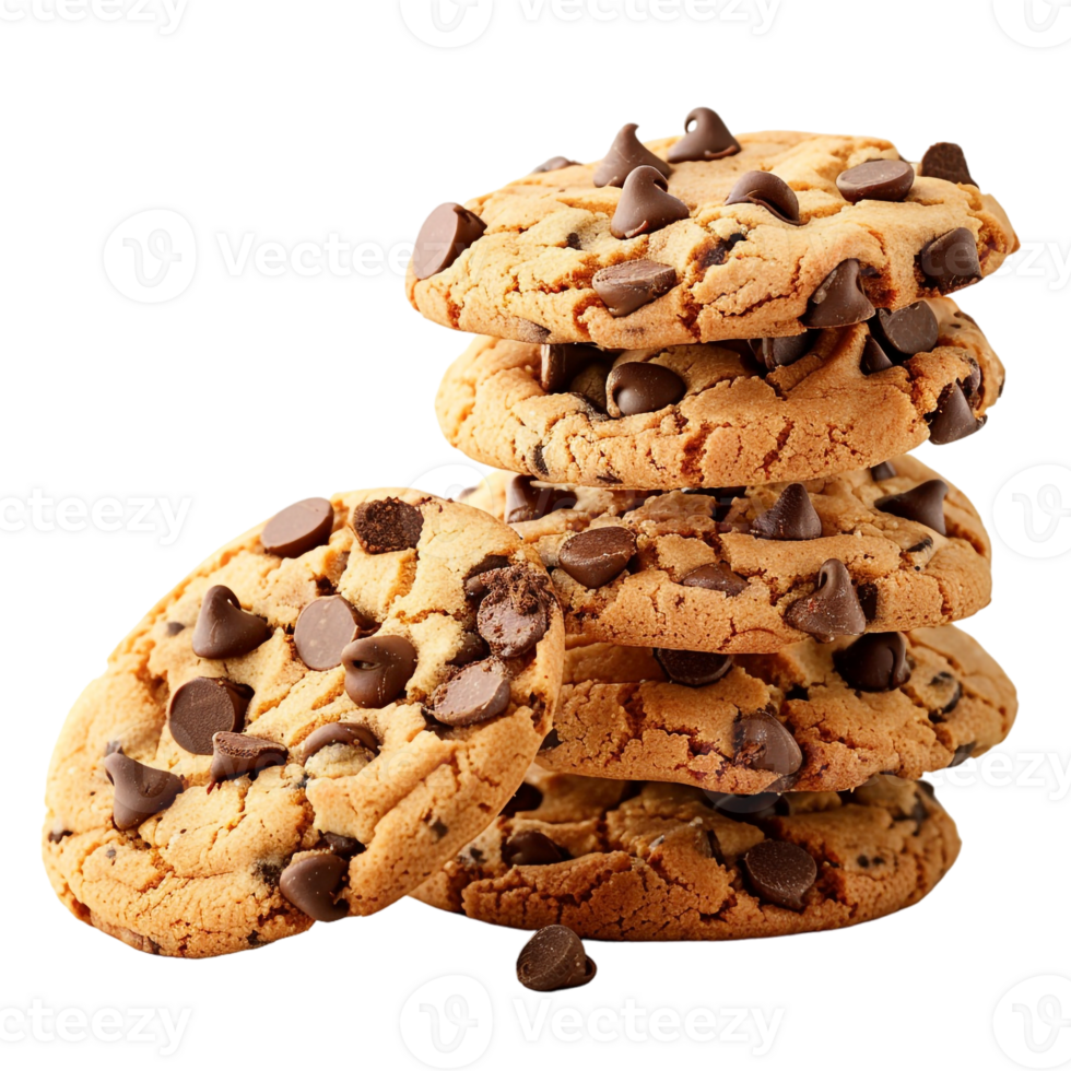 stack of chocolate chip cookies, isolated on a transparent background png