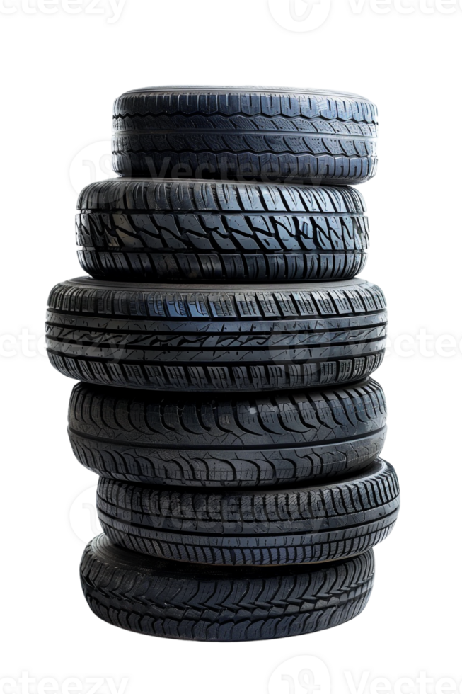 Stack of tires alone against transparent backdrop png