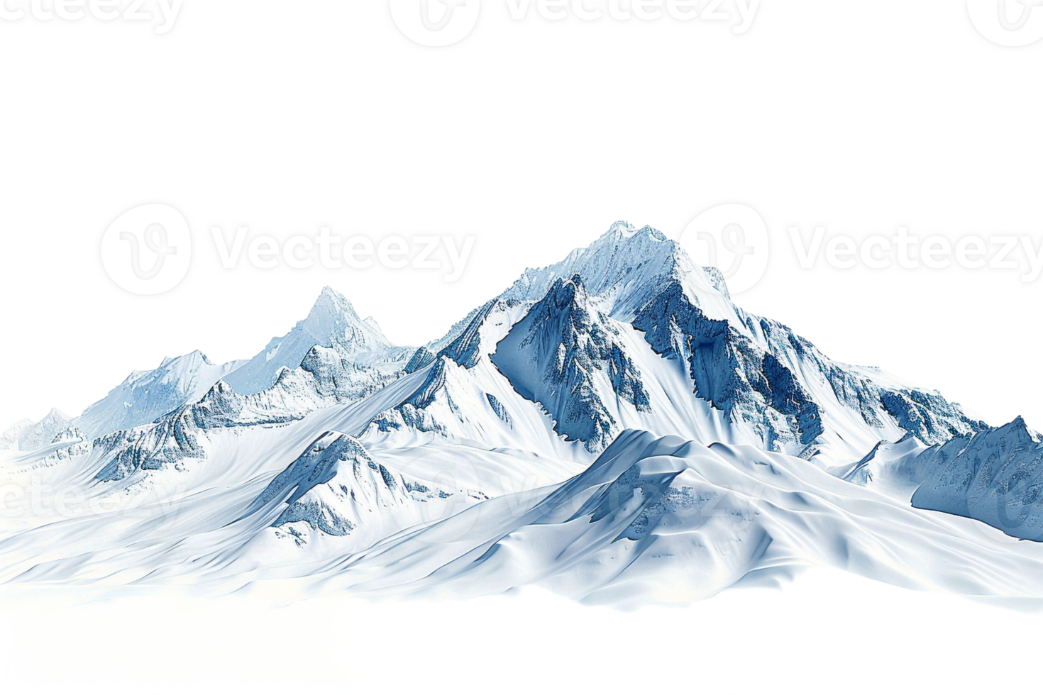 Snow mountain on the horizon, isolated against a transparent background png