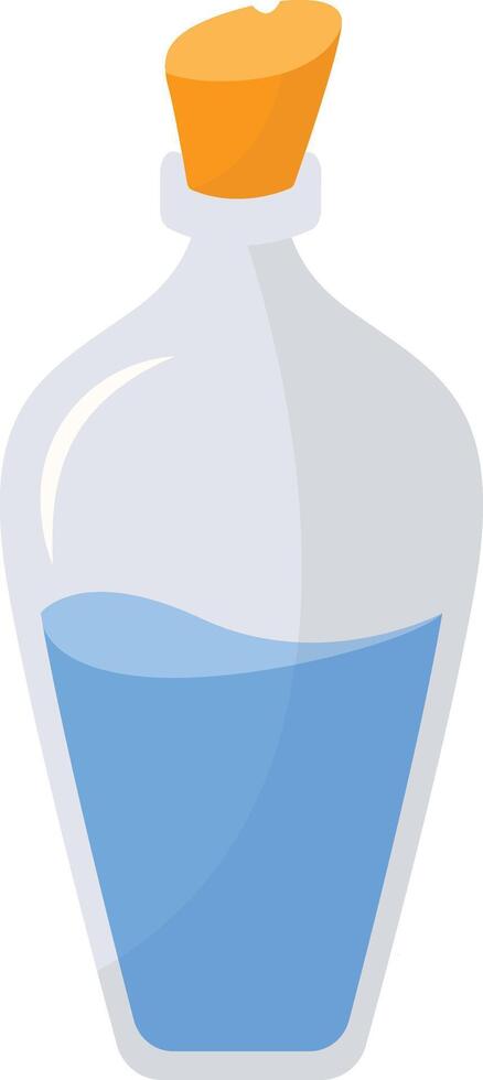 Magic Bottle Potion with Liquid. Isolated on White Background. Illustration in Cartoon Design Concept. vector