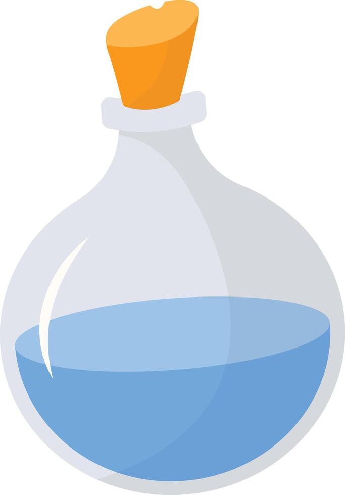 Magic Bottle Potion with Liquid. Isolated on White Background. Illustration in Cartoon Design Concept. vector