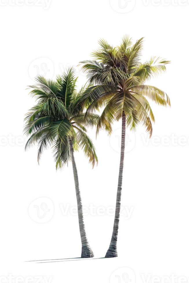Twin coconut palm tree, isolated against a transparent background png