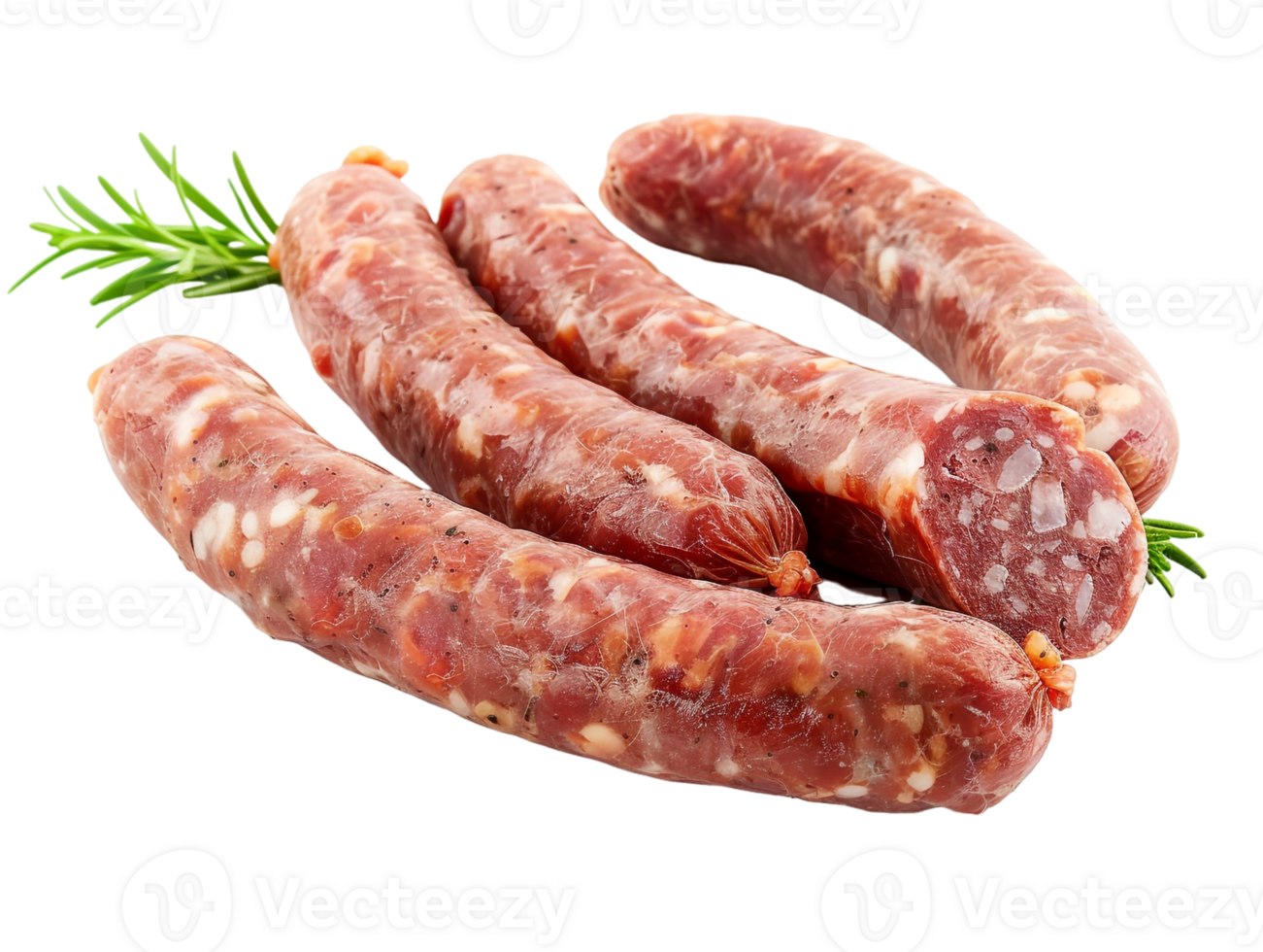 Raw Hungarian sausage, isolated against a transparent background png