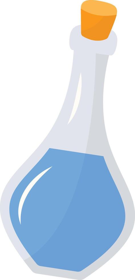 Magic Bottle Potion with Liquid. Isolated on White Background. Illustration in Cartoon Design Concept. vector